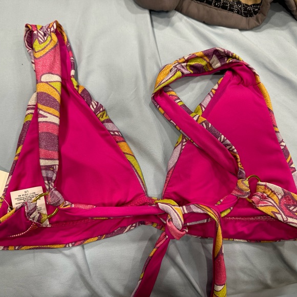 NWT BECCA BY REBECCA VIRTUE PSYCHEDELIC BLAKE SHIRRED HALTER TOP IN SIZE LARGE - Picture 10 of 10